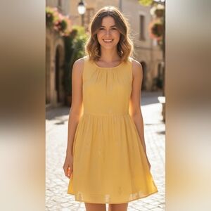 J crew Yellow pineapple dress 8